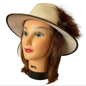 Vintage Betmar Cream Wool Feathered Wide-Brim Fedora - Midcentury Union Made Hat
